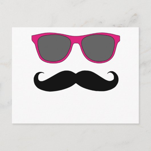 Mustache und rosa Sonnenbrille Spaß Postkarte (Vorderseite)