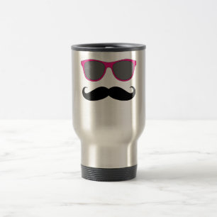 Mustache und rosa Sonnenbrille Spaß Reisebecher