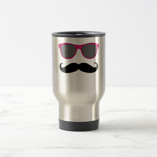 Mustache und rosa Sonnenbrille Spaß Reisebecher (Mittel)
