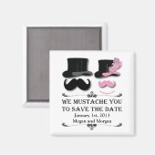 Mustache und Top Hat speichern das Date Magnet (Vorderseite/Rückseite)