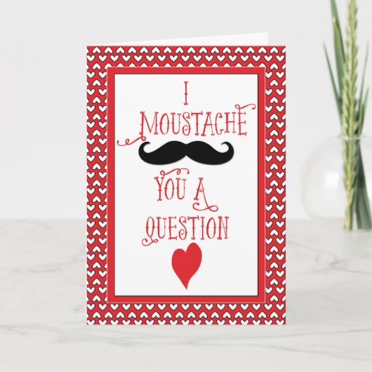 Mustache Valentinstag, Rote Herzen Feiertagskarte (Vorderseite)