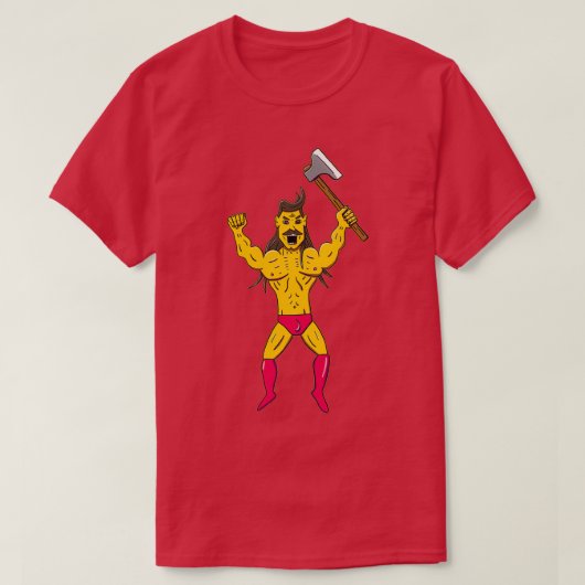 Mustache Warrior mit Ax 2 T-Shirt (Design vorne)