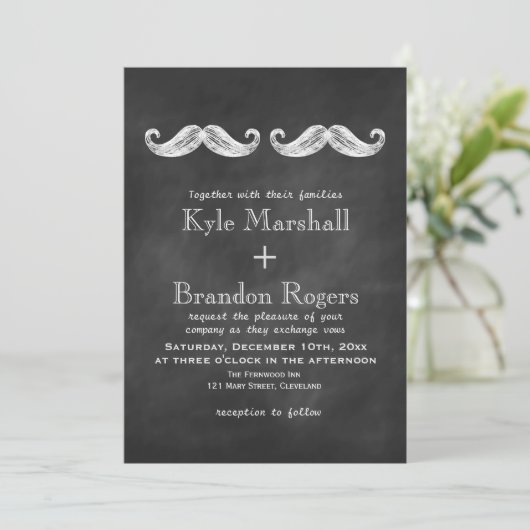 Mustache Wedding Einladung (Stehend Vorderseite)