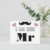 Mustache Wedding Foto Prop Ich bin ihr Mr. Postkarte (Stehend Vorderseite)