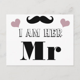 Mustache Wedding Foto Prop Ich bin ihr Mr. Postkarte