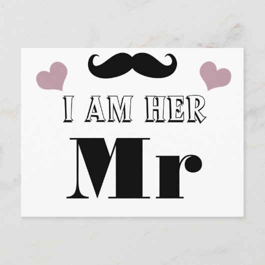 Mustache Wedding Foto Prop Ich bin ihr Mr. Postkarte (Vorderseite)