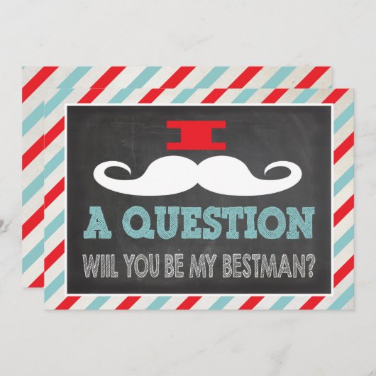 Mustache Werden Sie mein Trauzeuge sein? Einladung (Vorne/Hinten)