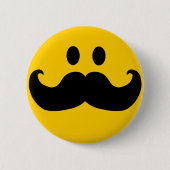 Mustache Yellow Happy Face Button (Vorderseite)