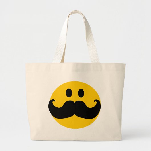 Mustache Yellow Happy Face Jumbo Stoffbeutel (Vorne)