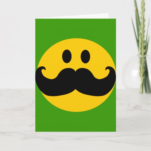Mustache Yellow Happy Face Karte (Vorderseite)