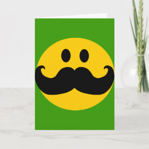 Mustache Yellow Happy Face Karte