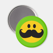 Mustache Yellow Happy Face Magnet (Vorderseite/Rückseite)