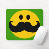 Mustache Yellow Happy Face Mousepad (Mit Mouse)