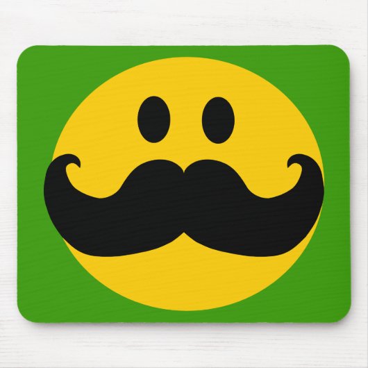 Mustache Yellow Happy Face Mousepad (Vorne)