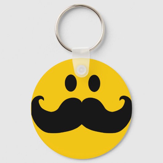 Mustache Yellow Happy Face Schlüsselanhänger (Vorderseite)