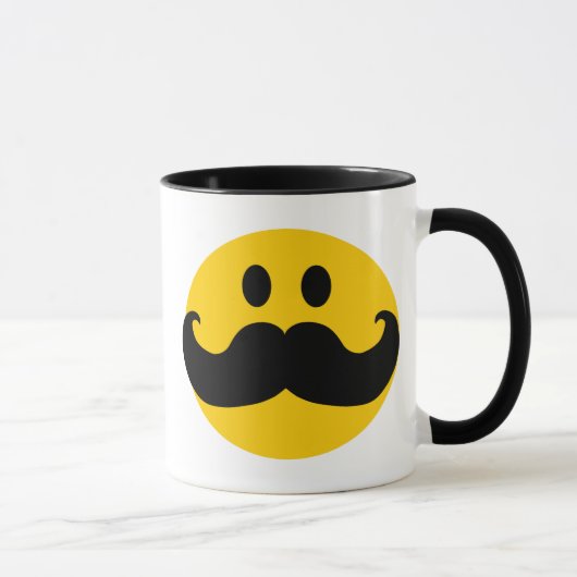 Mustache Yellow Happy Face Tasse (Rechts)