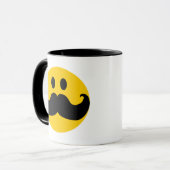 Mustache Yellow Happy Face Tasse (Vorderseite Links)