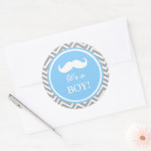 Mustache Zickzack Babydusche Runder Aufkleber (Umschlag)