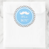 Mustache Zickzack Babydusche Runder Aufkleber (Tasche)