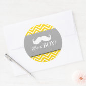 Mustache Zickzack Babydusche Runder Aufkleber (Umschlag)