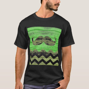 Mustache Zickzack Vintages Holz T-Shirt