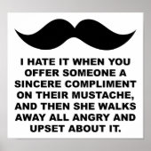 Mustached Woman Funny Poster (Vorne)