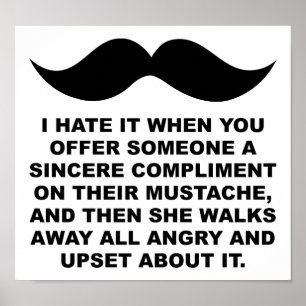 Mustached Woman Funny Poster