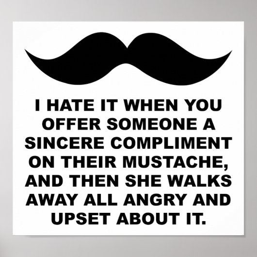 Mustached Woman Funny Poster (Vorne)