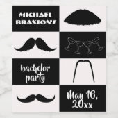 Mustaches Black and White Bachelor Party Weinetikett (Einzelnes Label)
