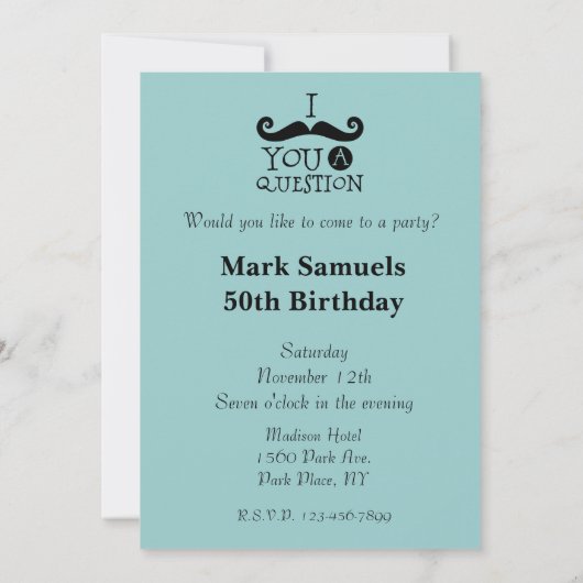 Mustaches Einladung (Rückseite)