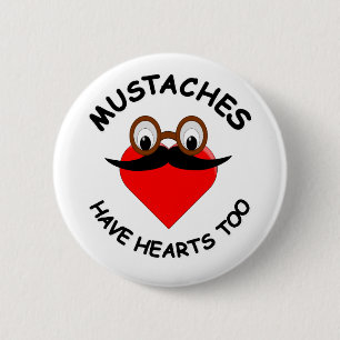 Mustaches haben auch Herz Button