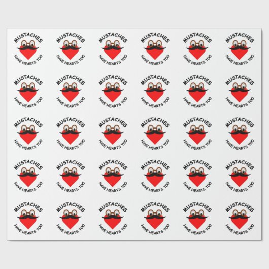Mustaches haben auch Herz Geschenkpapier (Flach)