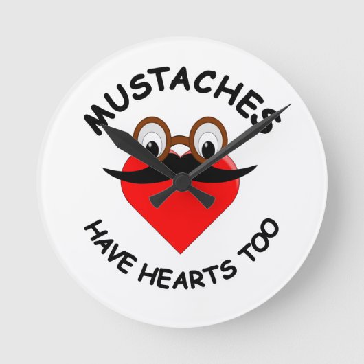 Mustaches haben auch Herz Runde Wanduhr (Vorderseite)