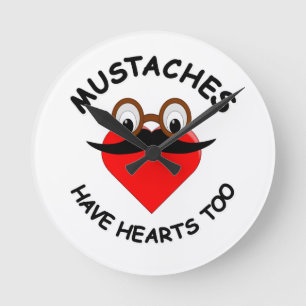 Mustaches haben auch Herz Runde Wanduhr