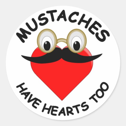 Mustaches haben auch Herz Runder Aufkleber (Vorderseite)