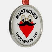Mustaches haben auch Herz Silbernes Ornament (Rechts)