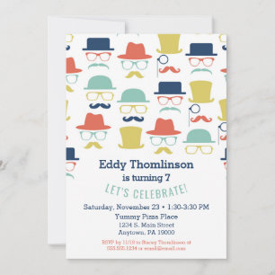 Mustaches Hats Birthday Einladung Angesagt Mens Bo