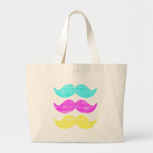 Mustaches (Letterpress style) farbenfroh Jumbo Stoffbeutel (Vorne)