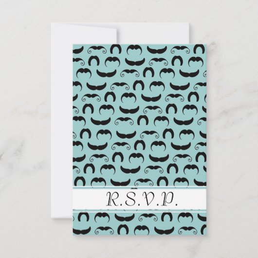 Mustaches R.S.V.P. Blau RSVP Karte (Vorderseite)