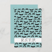 Mustaches R.S.V.P. Blau RSVP Karte (Vorne/Hinten)