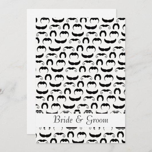 Mustaches Red Lips Wedding Einladung (Vorne/Hinten)