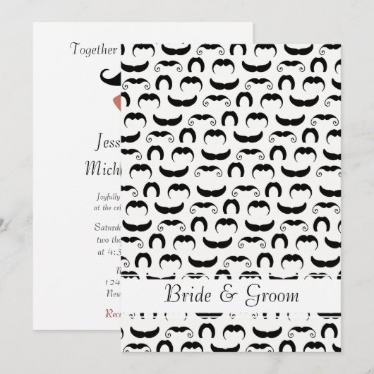 Mustaches Wedding Einladung (Vorne/Hinten)