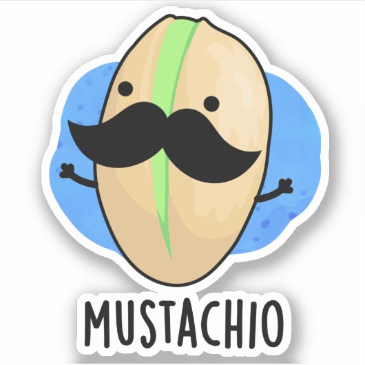 Mustachio Funny Pistachio Mustache Pun Aufkleber (Vorderseite)