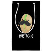 Mustachio Funny Pistachio Mustache Pun Dark BG Kleine Geschenktüte (Vorderseite)