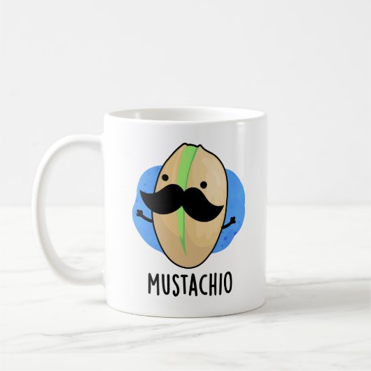 Mustachio Funny Pistachio Mustache Pun Kaffeetasse (Links)