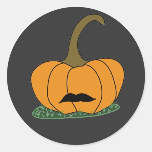 Mustachio Pumpkin Magnet Runder Aufkleber (Vorderseite)