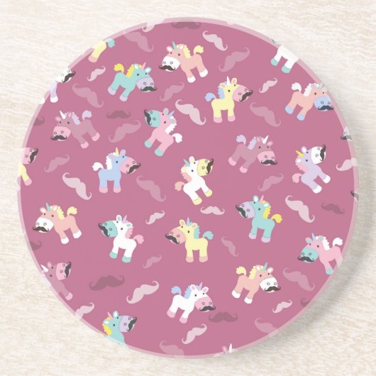 Mustachio Unicornio Getränkeuntersetzer (Vorne)