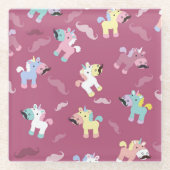 Mustachio Unicornio Glasuntersetzer (Vorderseite)