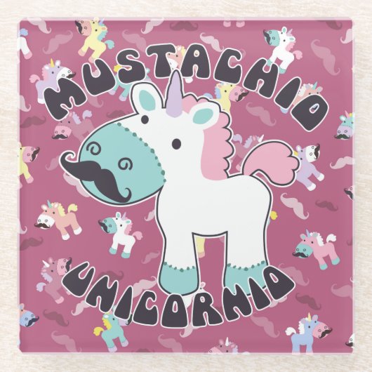 Mustachio Unicornio! Glasuntersetzer (Vorderseite)