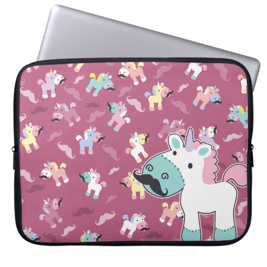 Mustachio Unicornio Laptopschutzhülle (Vorderseite)